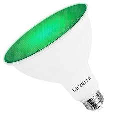Luxrite Led Par38 Flood Green Light Bulb 8w 45w Damp Rated Ul Listed E26 Base Indoor Outdoor Decoration