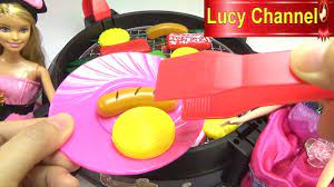 Đồ chơi Lucy Búp bê barbie & trò chơi nấu ăn làm bếp BBQ doll Toys for kids  - YouTube