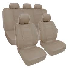 Beige Synthetic Pu Leather Set Car Seat