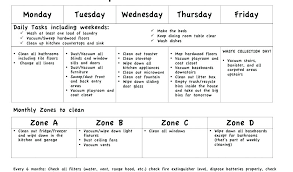 Weekly House Cleaning Schedule Template Weekly House