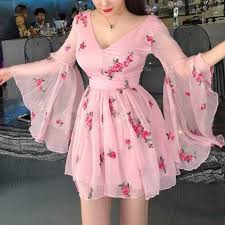 light pink las printed short dress