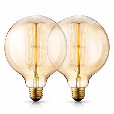 Vintage Incandescent Edison Light Bulbs 40 Watt 2200k Warm White Lightbulbs E26 E27 Base Globe Clear Glass 210 Lumens Antique Filament G125 Light Bulb Set 2 Pack 7807472 2020 24 83
