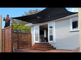 Benefits of using fabric shade sails as a patio cover in the backyard including blocking uv rays, simple construction, artwork appearance, and more. How To Install Shade Sails Mitre 10 Easy As Diy Youtube