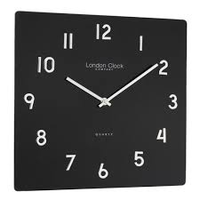 Elegant Square Glass Black Wall Clock Front
