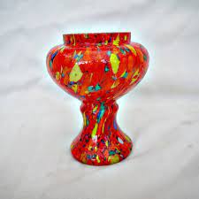 Art Glass Vase Vintage Multi Coloured