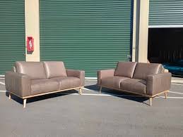 New Modern Gray Leather Loveseat Sofa