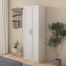 Urtr White High Armoire Wardrobe Cabinet 3 Partitions To Separate 4 Storage Spaces 29 5 In W X 15 7 In D X 70 9 In H