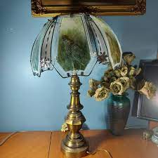 Brass And Glass Lamp Glass Panel Shade