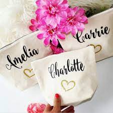 personalized cotton cosmetic bag with