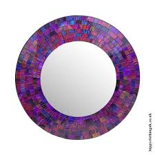 Purple Round Mosaic Mirror 40cm