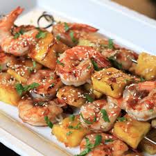 grilled teriyaki shrimp and pineapple