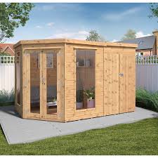 Corner Summerhouse With Side Shed