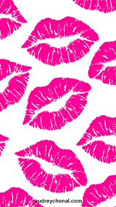 wallpaper neon pink lips kisses pattern