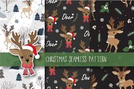 Christmas Seamless Pattern Reindeer Graphic By Jannta Creative Fabrica