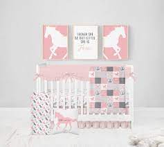 girl baby girl crib bedding set horse