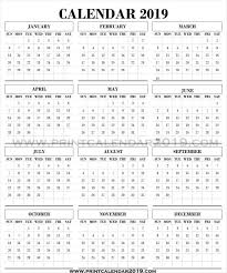 2019 Black And White Calendar 2019 Calendar