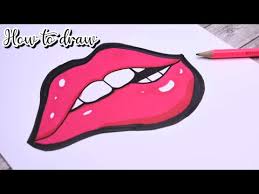 draw red lips easy happy drawings