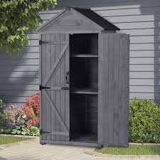 wood shed with double door