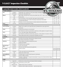 inspection checklist fl bikers