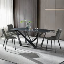 modern steel legs dining table sets