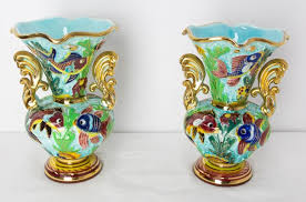 French Monaco Ceramic Vases With Sea
