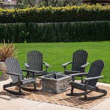 5 Piece Wood Patio Fire Pit Seating Set