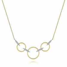 diamond linked rings necklace in 14k
