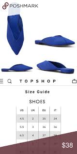 Topshop Alice Pointed Mules In Blue Eur39 Nwt New With Tags