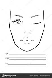 Face Chart Makeup Artist Blank Template Vector