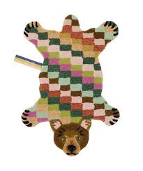 doing goods archie check bear rug small