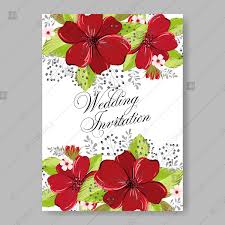 Red Beautiful Anemone Wedding Invitation Vector Card Template Thank You Card
