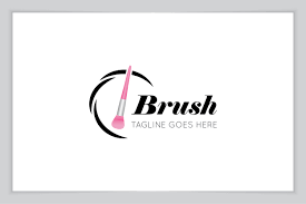 makeup brush logo and salon icon vector