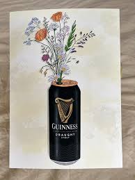 Guinness Print Flowers Wall Art Print