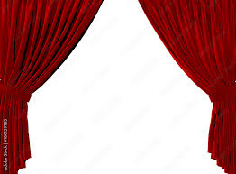 red fabric theatre curtains on a plain