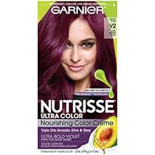 Give your black hair a trendy upgrade with accents of rich, moody violet. Amazon Com Garnier Nutrisse Ultra Color Nourishing Hair Color Creme V2 Dark Intense Violet Packaging May Vary Pack Of 1 Beauty