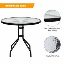32 Patio Round Table Tempered Glass