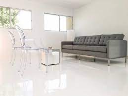 white concrete floors countertops