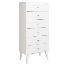White monterey tall 6 drawer chest. Prepac Milo Mid Century Modern Tall 6 Drawer Chest In White Wdbh 1410 1