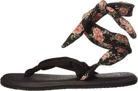 Amazon.com | Sanuk Womens Yoga Slinged Up Prints Black/Black Floral Thong  Sandal - 7 | Sandals