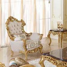 royal carved golden sofa set with table