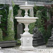 Medium Two Tiered Lion Mask Garden Fountain