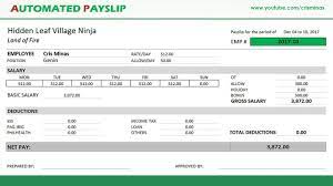 Tripartite guidelines on issuance of itemised payslips. How To Create An Automated Payslip In Excel Youtube