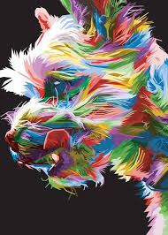 Colorful Dog Head With Cool Isolated