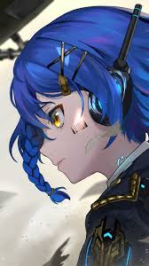 anime android blue hair 4k