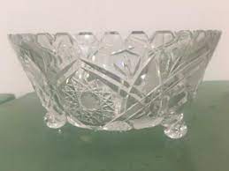 Antique Vtg Cut Glass Sawtooth Bowl 3