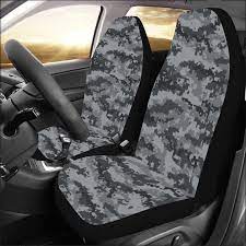 Grey Digital Camo Car Seat Covers Set