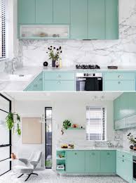 mint green kitchen cabinets add a