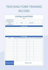 teaching form training record excel