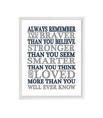 Always remember you're braver famous quotes & sayings. Amazon Com Always Remember You Are Braver Than You Believe Wall Art Kids Room Art Boy Wall Art Nursery Wall Art Winnie The Pooh Quote Handmade