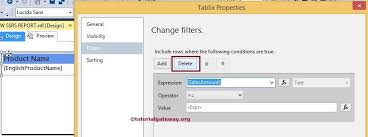 Filtering Data At Tablix Level In Ssrs
